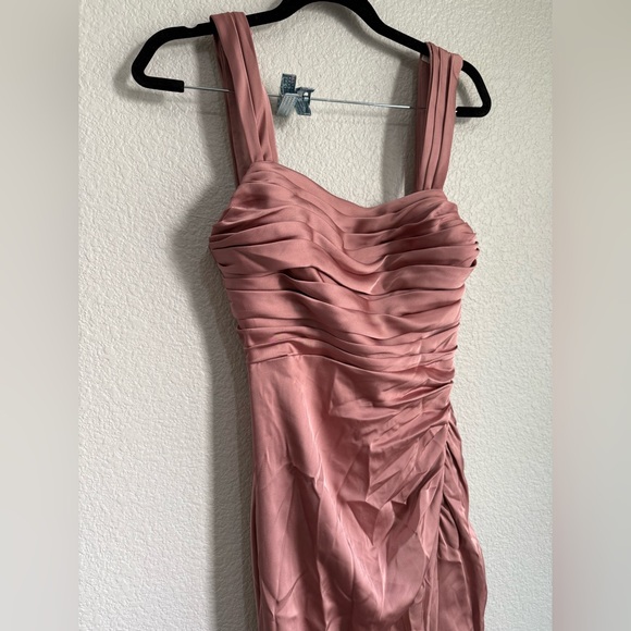 Azazie jesaphine dusty rose size 8 stretch satin formal dress - Picture 3 of 7